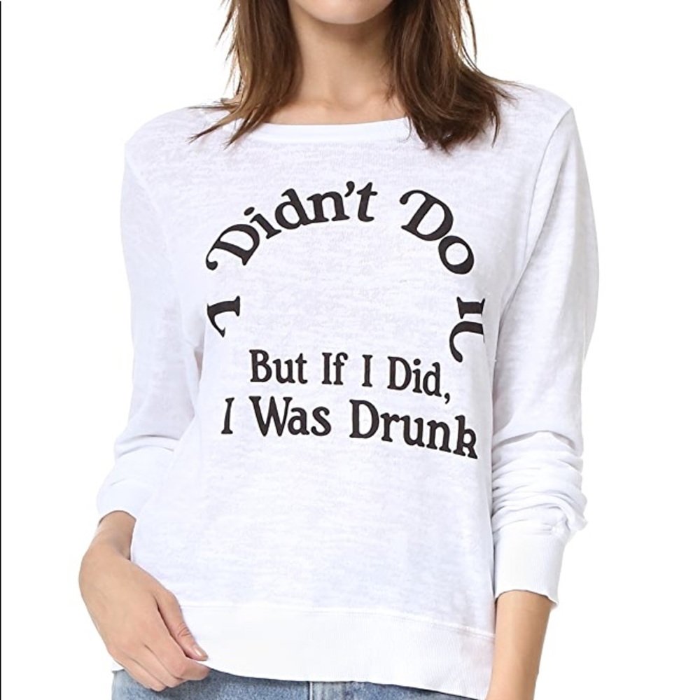 NWOT Wildfox “I Didn’t Do It But If I Did I Was Drunk” Jumper